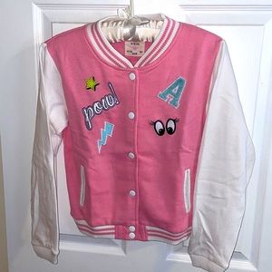 Girls pink varsity jacket